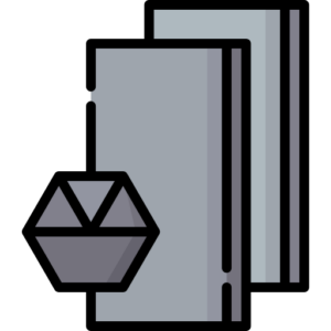Illustration of two large gray steel beams standing upright, with a steel I-beam segment placed in front of them.