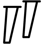 A black and white icon showing two tilted petri dishes or laboratory test tubes, each with a thick outline, positioned diagonally and overlapping slightly—ideal for custom fabrication projects.